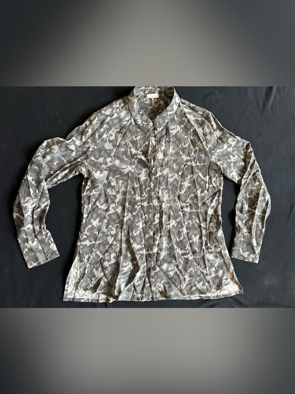 Lightweight Silk Taupe and Cream Printed Women’s Top
